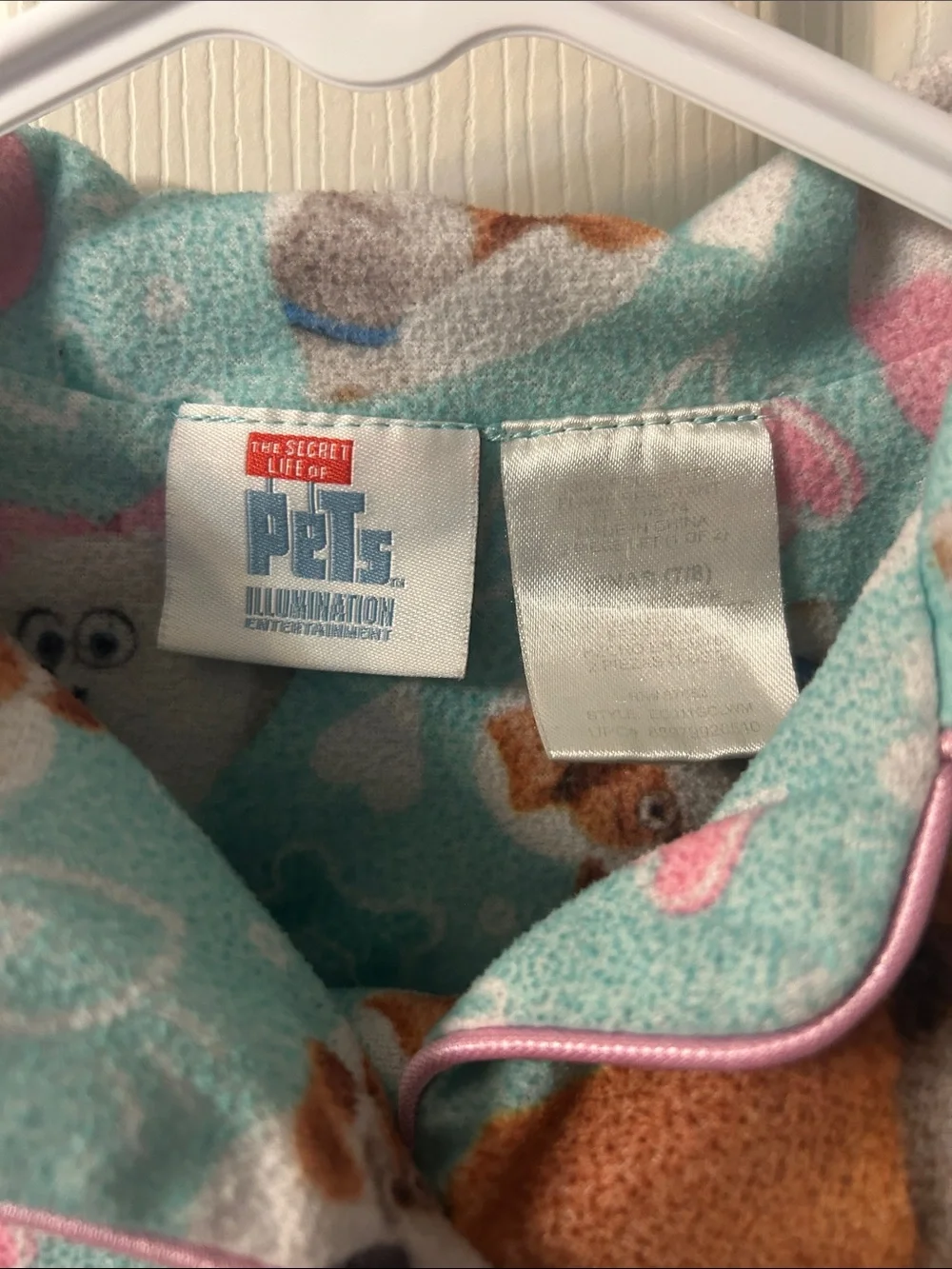 Girls Aqua Blue Animated Pet Pajama Set with Pink Heart Details